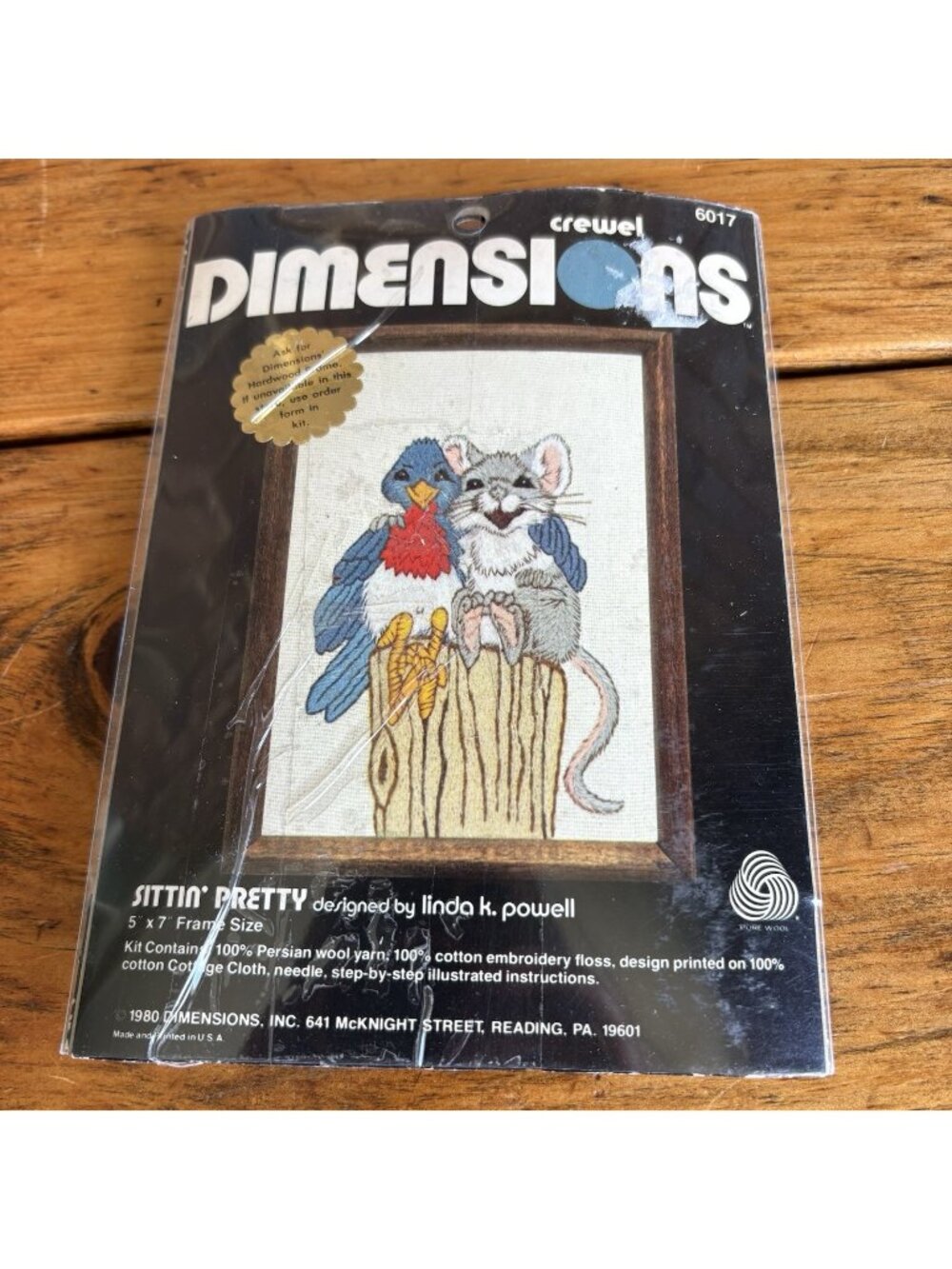 Vintage Dimension Crewel  Embroiderer Kit 6017 Sitting’ Pretty 5X7
